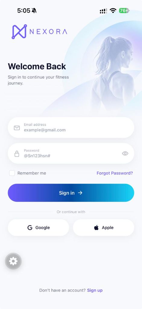 Nexora Pulse login screen